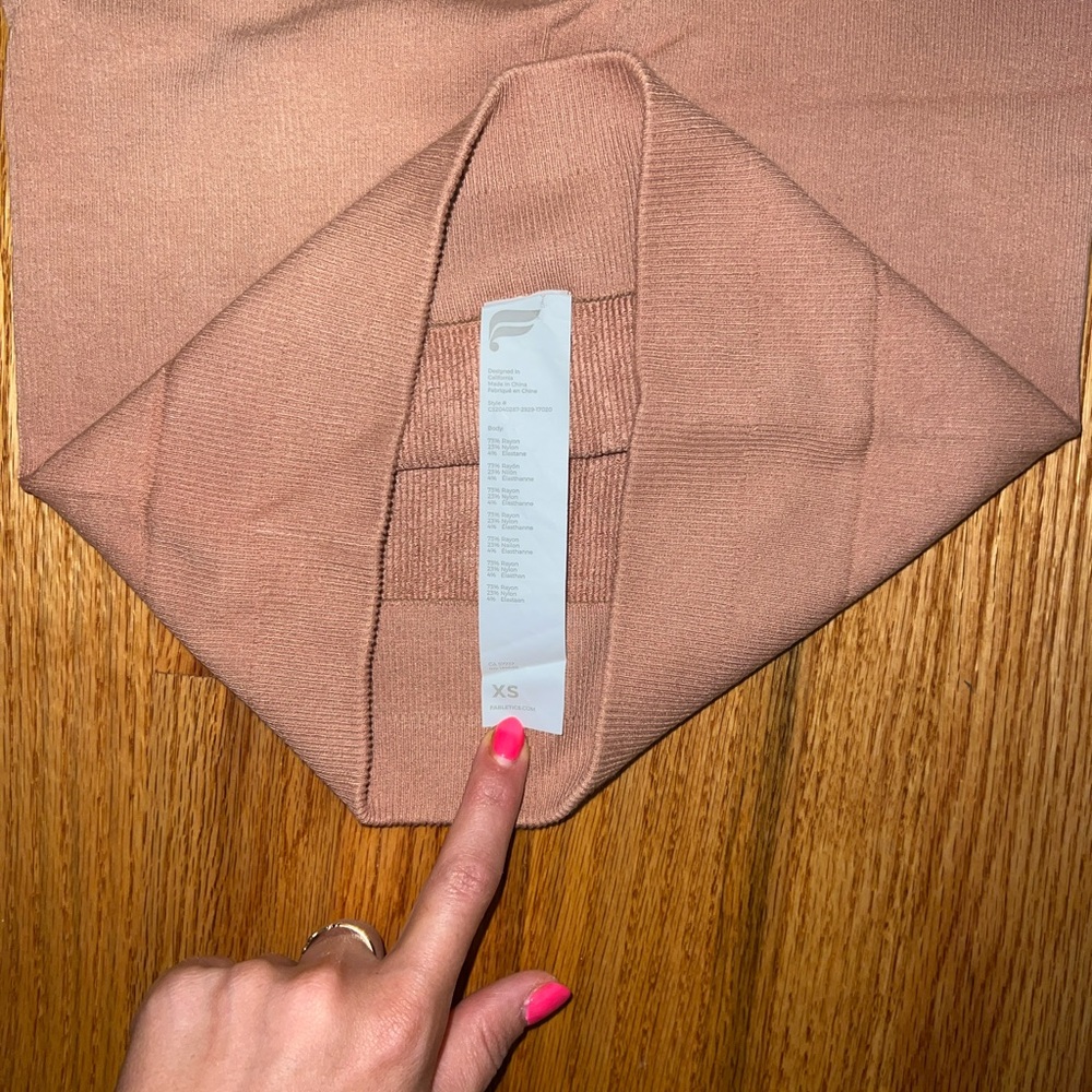Tan Fabletics Ribbed Biker Short - Picture 3 of 4